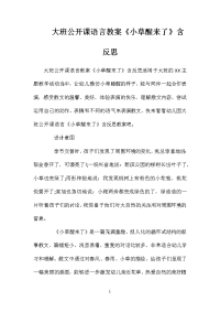 大班公开课语言教案《小草醒来了》含反思