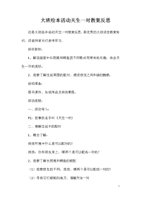 大班绘本活动天生一对教案反思