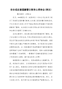 安全或反腐倡廉警示教育心得体会(例文)