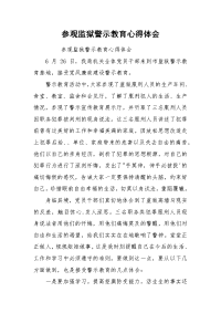 参观监狱警示教育心得体会