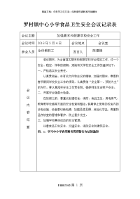 学校食品安全工作会议记录表