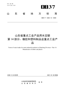 DB37∕T 1639.14—2020 山东省重点工业产品用水定额　第14部分：橡胶和塑料制品业重点工业产品(山东省)