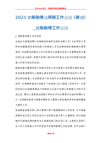 2021销售助理试用期工作总结（原创）_销售助理工作总结